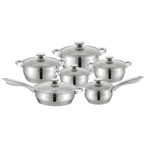 cross-border stainless steel six-piece pot thickened compound bottom set pot non-stick frying pan milk pot soup pot combination set