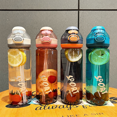 Large Capacity Water Cup Girls Good-looking Students Children Women's Plastic Sports Bottle with Straw