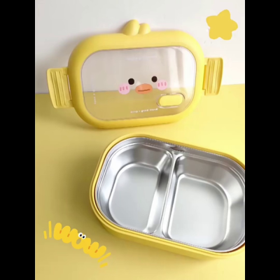 Small Yellow Duck Stainless Steel Bento Box Lunch Box Microwaveable Heating Student Only Thermal Lunch Box Anti-Scald