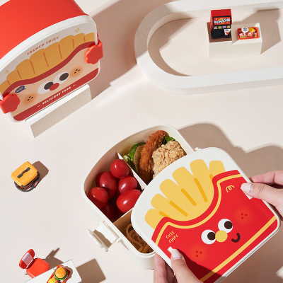 Children's Compartment Cartoon French Fries Lunch Box Food Grade Portable Student Lunch Box Microwave Oven Heating