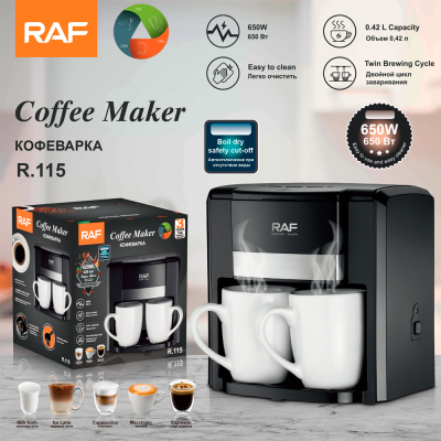 RAF European Cross-Border Coffee Machine Small Semi-automatic Household Drip American Coffee Maker Double Cup Automatic Moka Pot