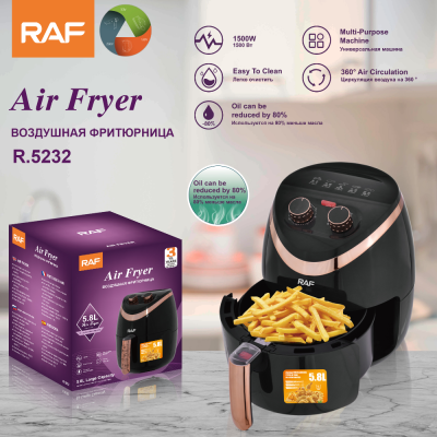 RAF European-Style Air Fryer Household Large-Capacity Multi-Functional Intelligent French Fries Large Automatic Fryer 5.8L