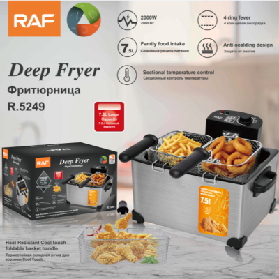 RAF Deep Frying Pan Household Double Pot Deep Frying Pan Electric Fryer Commercial Fryer Chips Machine Stall Fryer Constant Temperature