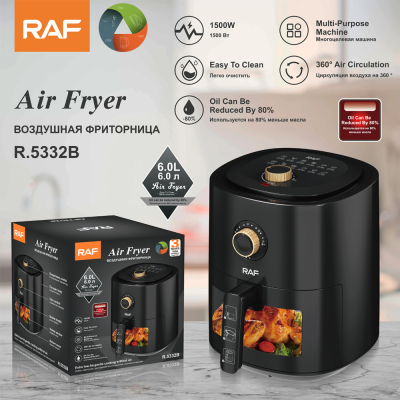 RAF Cross-Border European Standard Visual Air Fryer Smoke-Free Multi-Functional Household Large Capacity Chips Machine Multi-Functional 6L