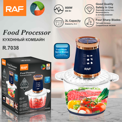 RAF European Cross-Border Household Electric Meat Grinder Kitchen Glass Minced Food Machine Mincing Machine Complementary Food Mixer 3L