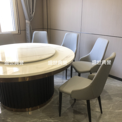 Hotel Box Dining Tables and Chairs Hunan Restaurant Light Luxury Metal Chair Restaurant Modern Minimalist Soft Chair
