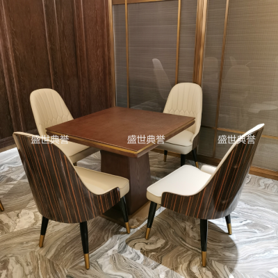 Hotel Western Dining Table and Chair Restaurant Solid Wood Chair Breakfast Restaurant Modern Light Luxury Dining Chair
