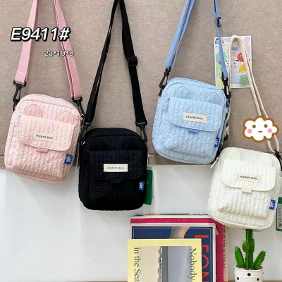 Children's Bag Wholesale Korean Fashion Shoulder Bag Cute Cat Ear Pinch Wrinkle Kid's Messenger Bag Fashionable New