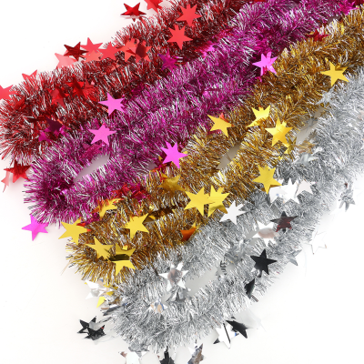 Sequined Five-Pointed Star Cross-Border Christmas Decoration Wool Tops Latte Art Holiday Layout Party Christmas Product Color Stripes Wholesale