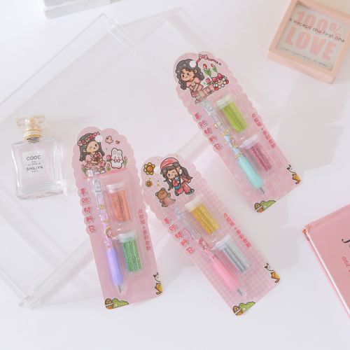 晨兮文具金粉套装按动点点胶笔高颜值精准涂抹速干胶水笔手账必备