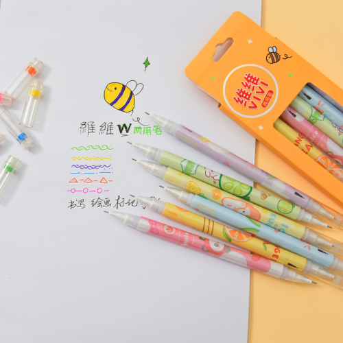晨兮文具拔毛中性笔一笔两用卡通可爱水笔0.5mm手账笔高颜值彩笔