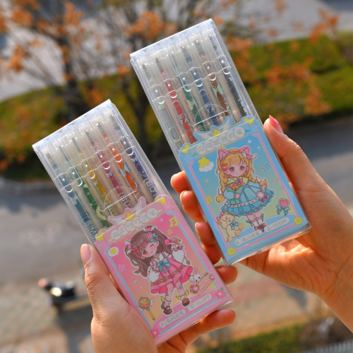 晨兮文具闪光标记笔卡通可爱手账闪粉亮晶晶标记水彩学生用闪光笔