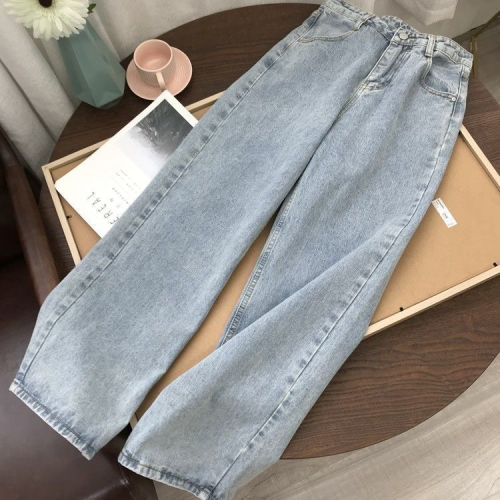 Straight Jeans Women‘s High Waist Student Korean Style Loose Slimming Wide Leg Pants Xuan Ya Retro Mop Daddy Long Pants