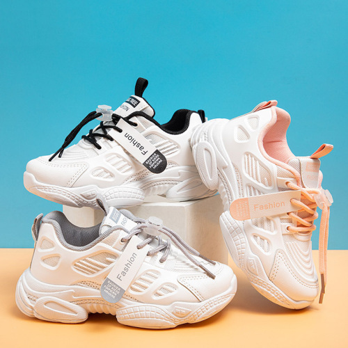 spring and summer new children dad shoes student breathable sneaker mesh shoes boys and girls solid soft bottom running shoes