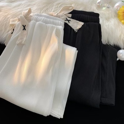 春秋季宽松型九分裤直筒男潮时尚潮牌休闲裤运动裤纯色微弹青春流