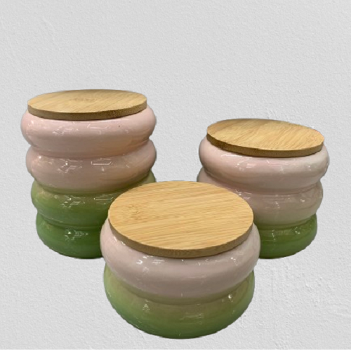 Gradient color ceramic sealed jar for candies coffee tea
