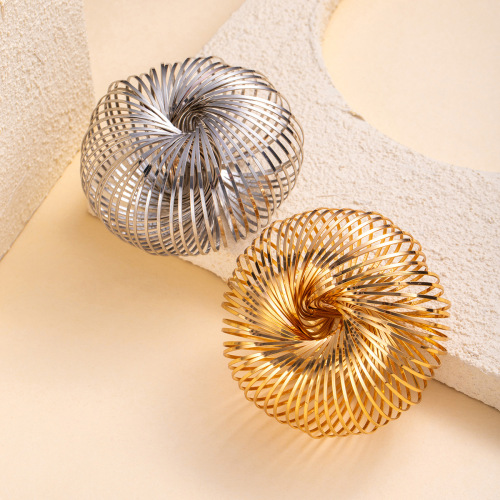 cross-border fashion personality geometry round bracelet european and american exaggerated elastic hollow metallic affordable luxury fashion bracelet for women