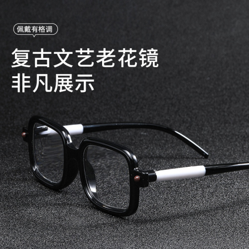 新款跨境中老年防蓝光复古眼镜架欧美潮流大方框个性文艺老花眼镜