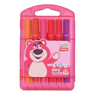 Disney Dm2411 Series Children's Strawberry Bear Large Capacity Soft Head Washable Triangle Pole Watercolor Pen