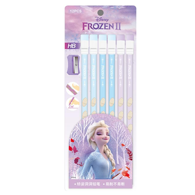 Disney Disney E0223 Series Student Children Marvel Ice and Snow 12 Big Leather Tip Groove Pencil