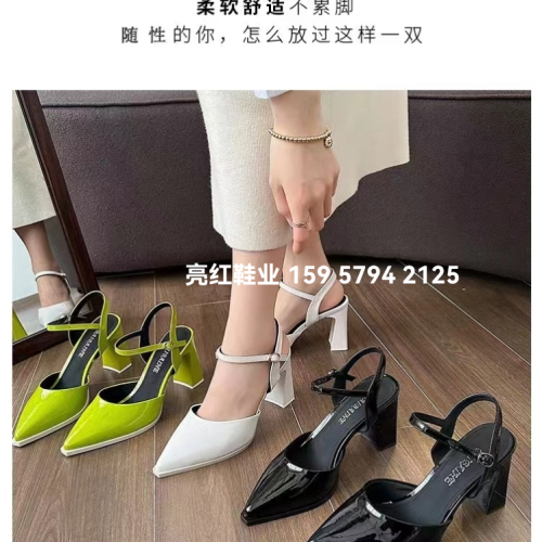 pointed stiletto heel women‘s high heels 2023 new style not tired feet french professional spring and autumn mid heel single-layer shoes flat heel diamond shoes