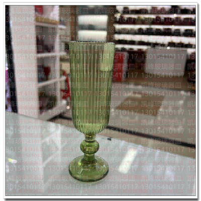 Factory Direct Sales Jade Emerald Vertical Striped Goblet Champagne Glass Cocktail Glass Glass