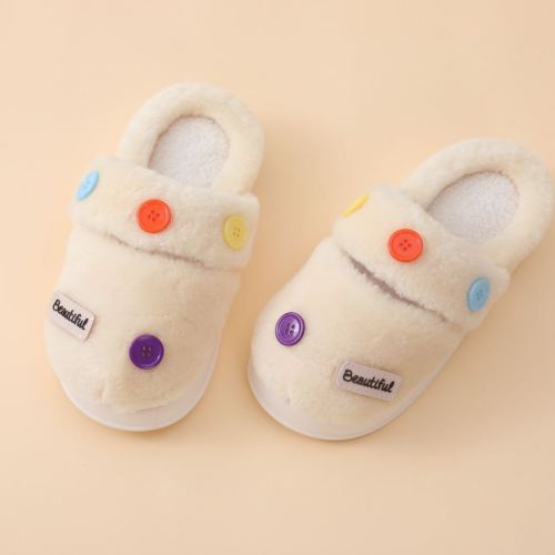 Lambswool Macaron Button Winter Cotton Slippers Fashionable and Tasteful Simple but Not Simple Offline Popular