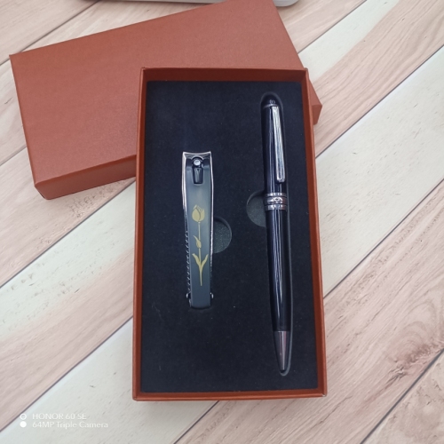 Gold Ballpoint Pen + Multifunctional Nail Scissors