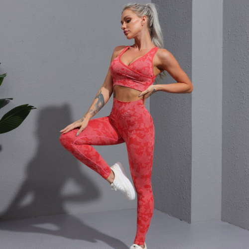 无缝九分裤虎纹健身裤瑜伽服套装