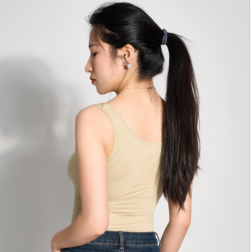 罗纹V领背心女收腹瑜伽上衣无袖塑身