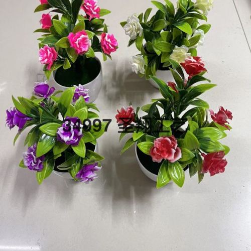 simulation green plant bonsai artificial flower pot happy flower trumpet flower rose sunflower pot