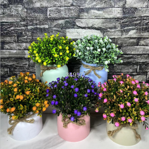 spray color semicircle six-layer grass starry artificial pot factory direct supply new emulational flower decoration