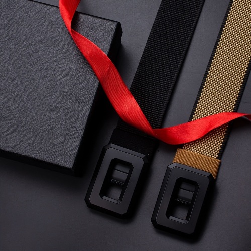 跨境热销双面旋转镂空环形扣尼龙腰带学生军训户外运动休闲腰带