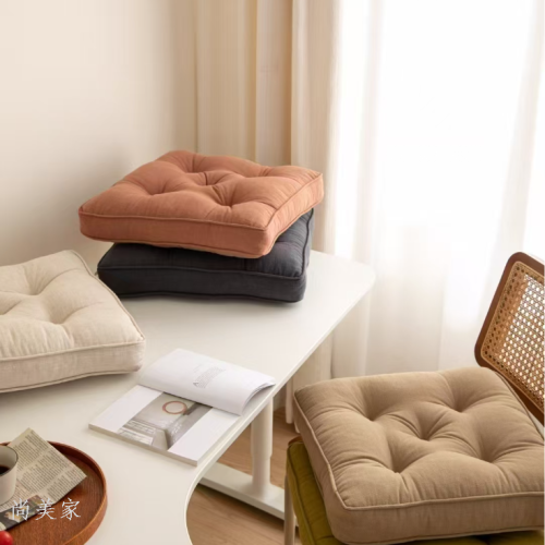 棉麻加厚方形垫椅子垫屁股纯色简约办公室久坐垫子