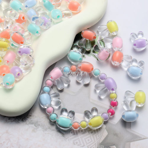 transparent rabbit colorful acrylic beads children‘s bracelet diy headband hair accessories beaded jewelry accessories