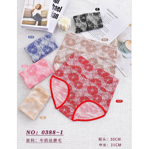 High Waist Women‘s Printed Pants Women‘s Milk Silk Large Plate Briefs