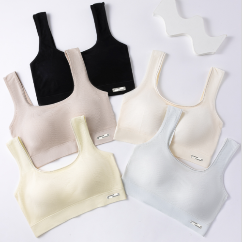 wireless one-piece fixed cup women‘s underwear comfortable breathable seamless thin sports beauty back