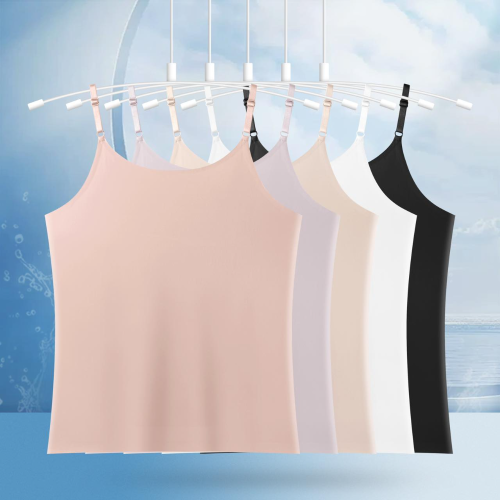 summer seamless ice silk round neck cool breathable comfortable one-piece adjustable non-slip thin shoulder strap camisole