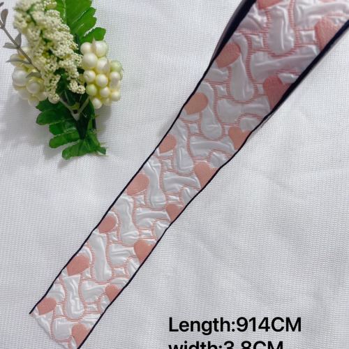 Factory Direct Sales Jacquard Dark Pattern Peach Heart Shoe Ornament Hatband Headdress Ribbon Size 10 a Roll