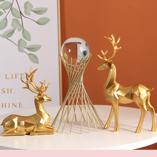 轻奢金色麋鹿小蛮腰客厅玄关电视酒柜装饰品摆件家居现代高档