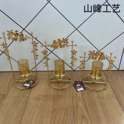 S808b New Candlestick Crystal Glass Candlestick Metal Candlestick European Candlestick Decorative Crafts