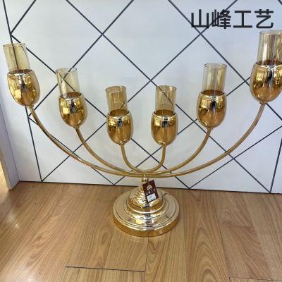 S578 Metal Candlestick Alloy Candlestick Crystal Candlestick Glass Candlestick Home Decorations Decorative Crafts