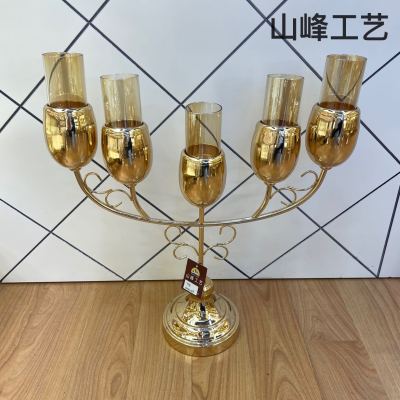 S574 Metal Candlestick Alloy Candlestick Crystal Candlestick Glass Candlestick Home Decorations Decorative Crafts