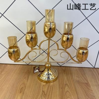 S573 Metal Candlestick Alloy Candlestick Crystal Candlestick Glass Candlestick Home Decorations Decorative Crafts