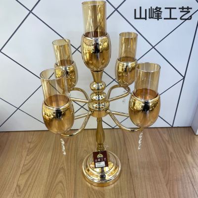 S584 Metal Candlestick Alloy Candlestick Crystal Candlestick Glass Candlestick Home Decorations Decorative Crafts