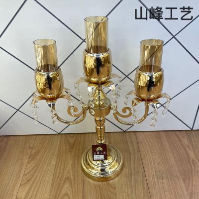 S587 Metal Candlestick Alloy Candlestick Crystal Candlestick Glass Candlestick Home Decorations Decorative Crafts