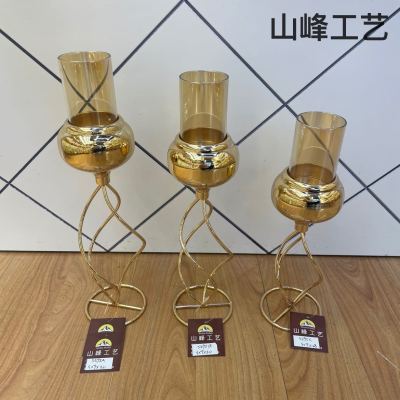 S595c Metal Candlestick Alloy Candlestick Crystal Candlestick Glass Candlestick Home Decorations Decorative Crafts