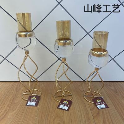 S683c Metal Candlestick Alloy Candlestick Crystal Candlestick Glass Candlestick Home Decorations Decorative Crafts