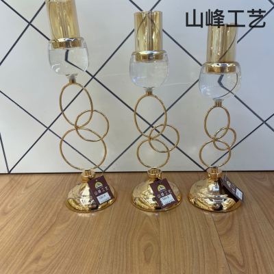 S682c Metal Candlestick Alloy Candlestick Crystal Candlestick Glass Candlestick Home Decorations Decorative Crafts