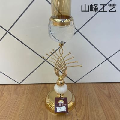 S681c Metal Candlestick Alloy Candlestick Crystal Candlestick Glass Candlestick Home Decorations Decorative Crafts